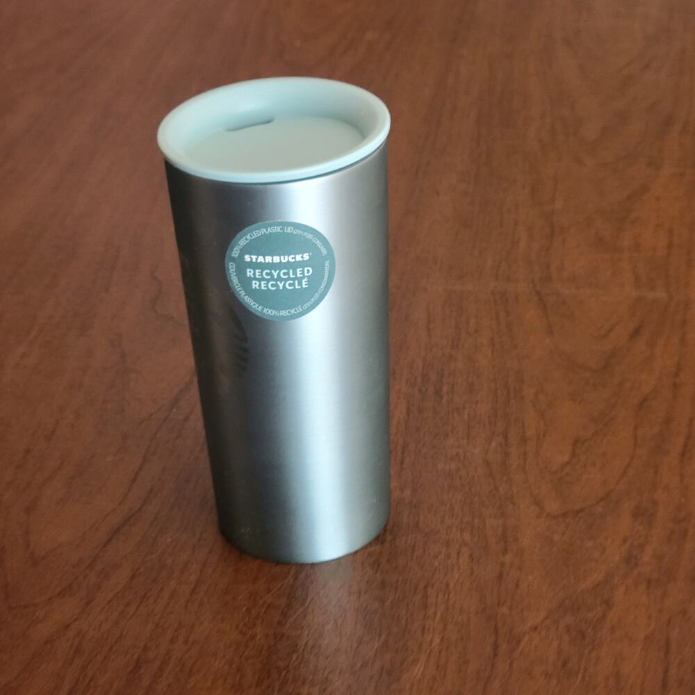 2020 STARBUCKS STAINLESS STEEL METALLIC MINT TUMBLER RECYCLED LID 12 OZ